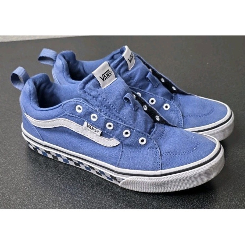 Vans Blue Sneaker Checkerboard Sidewall Skateboard Kids 5 Youth Moto Y2K